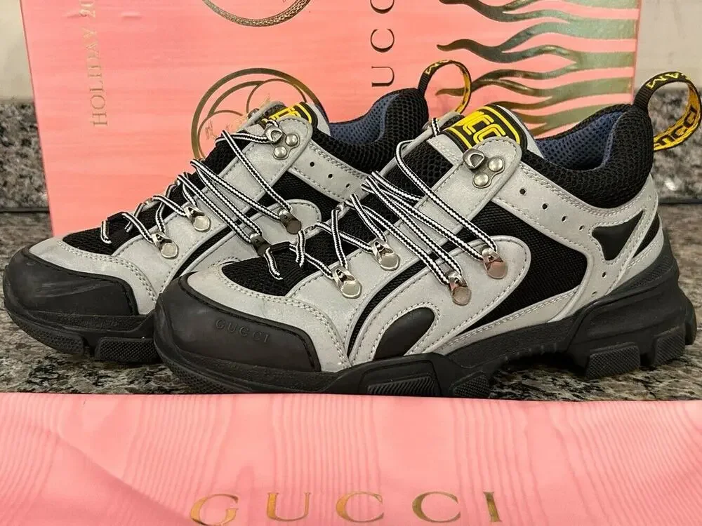 Gucci Flashtrek Silver and Black Men's Size 6 SPB-SAL (344553)
